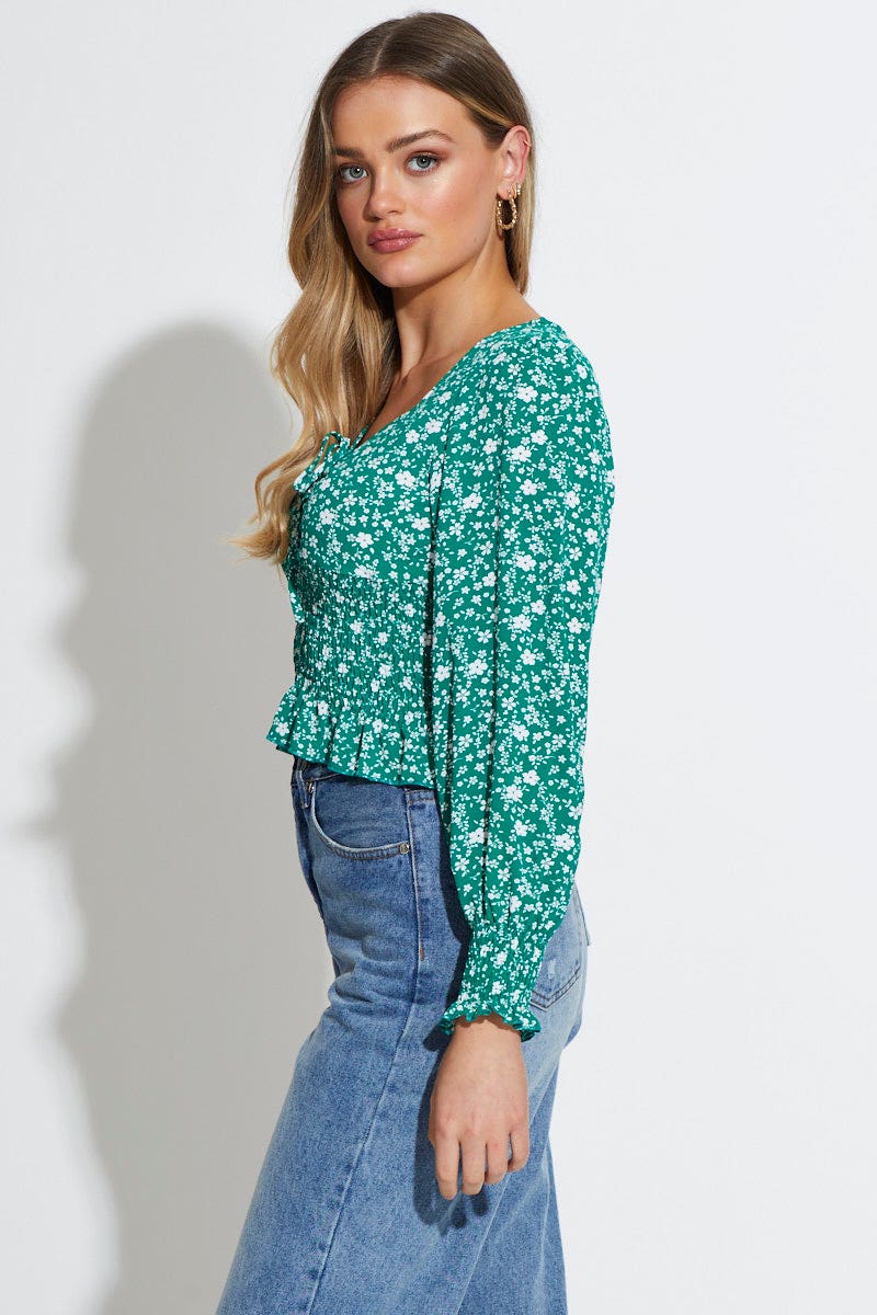 Print Peplum Top Long Sleeve - Image 4