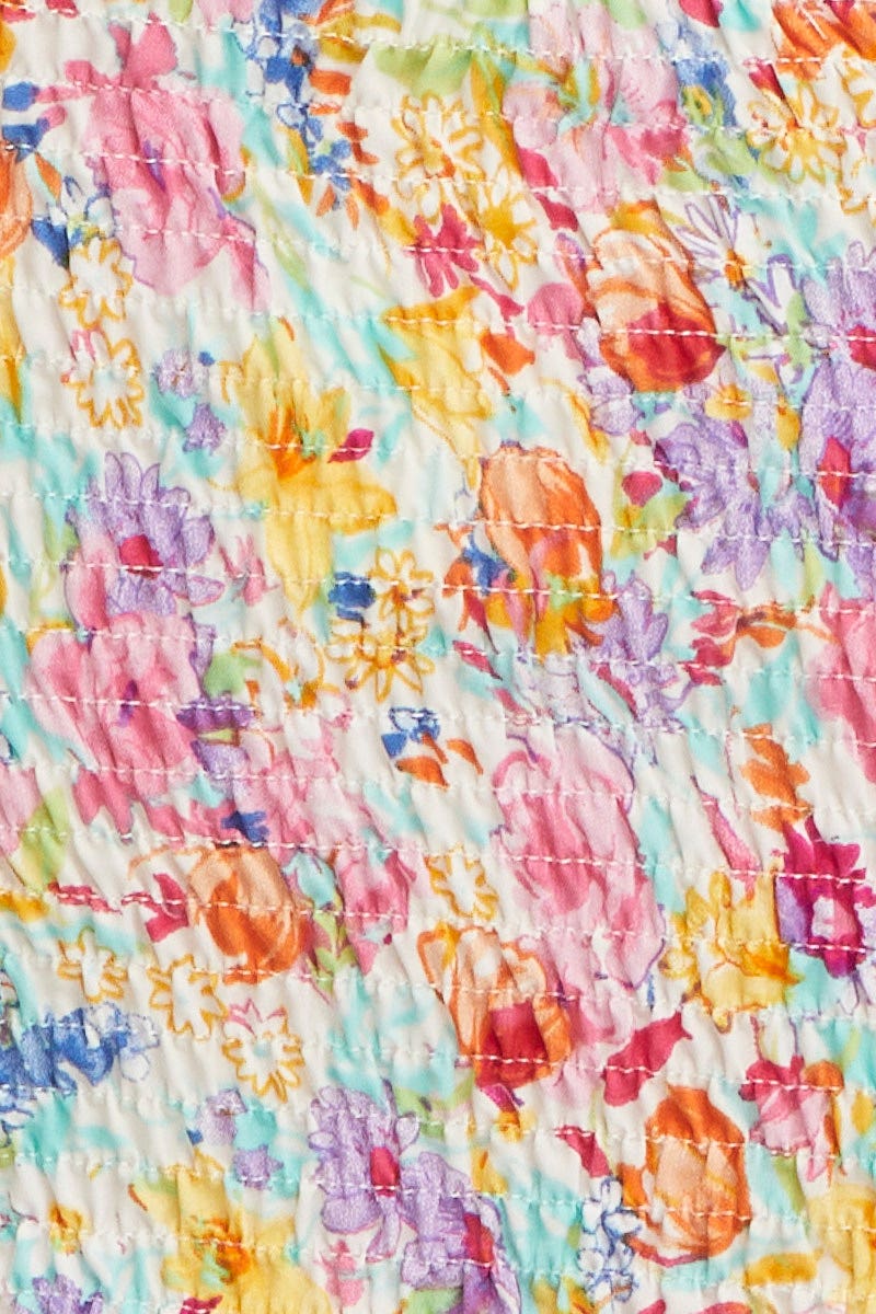 Print Puff Sleeve Top Short Sleeve Crop - Image 6
