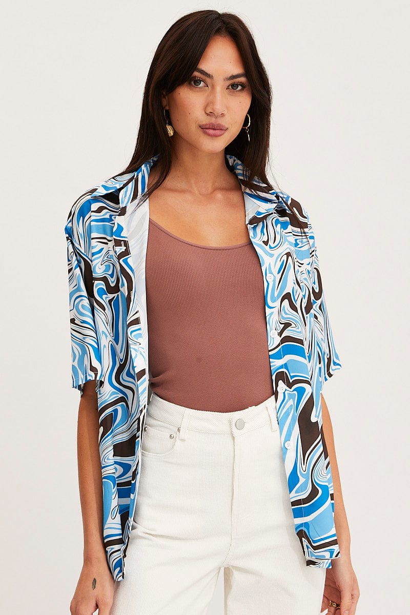 Print Relaxed Shirts Short Sleeve Collared - Image 3