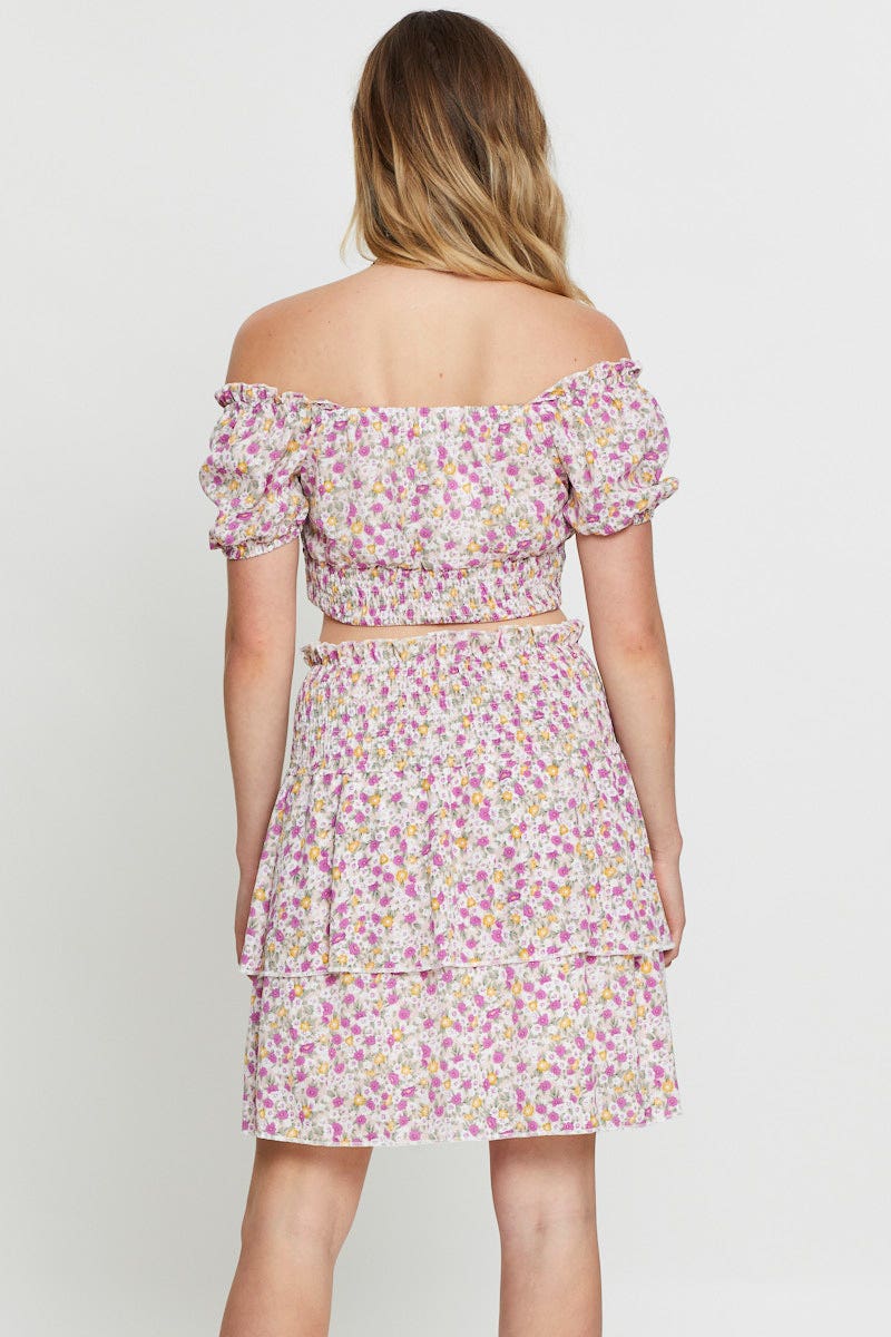 Print Ruffle Skater Skirt - Image 5