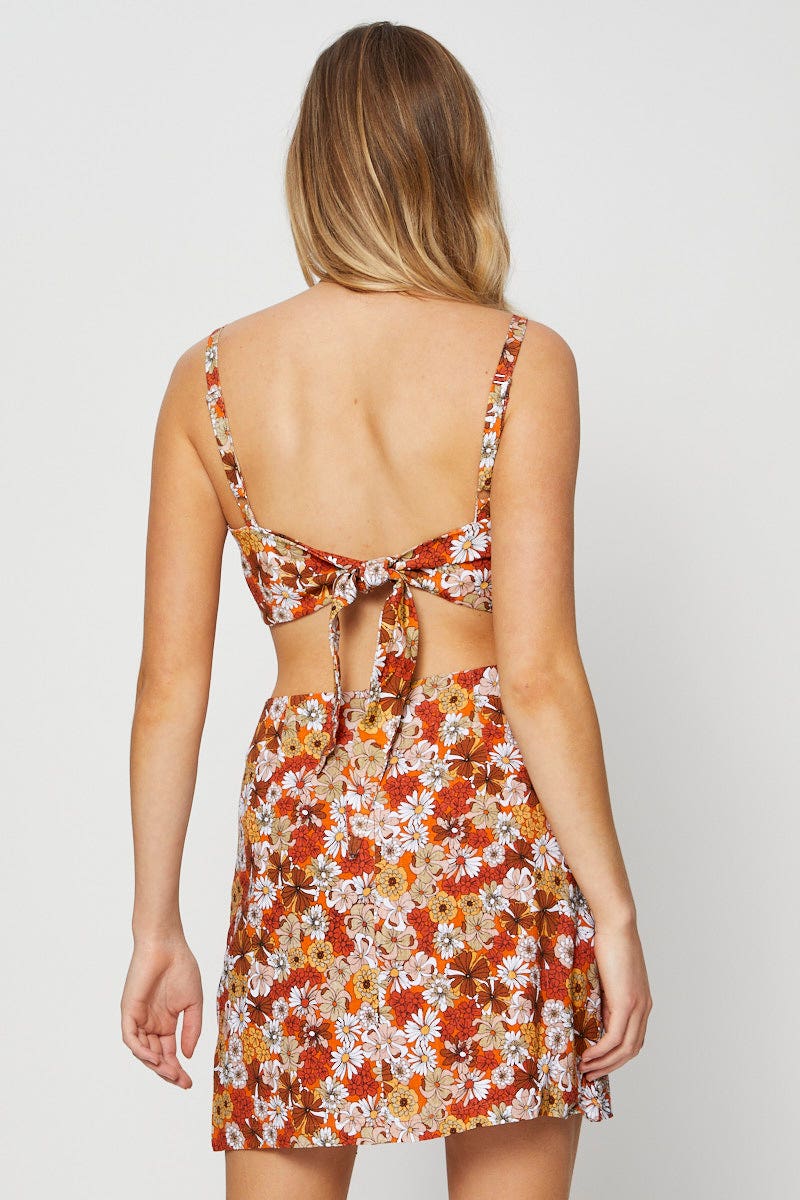 Print Scarf Top Sleeveless Crop Linen Blend - Image 5