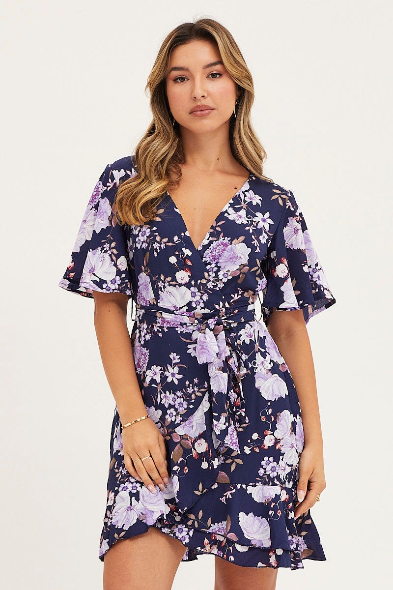 Print Skater Dress Short Sleeve Mini - Image 3