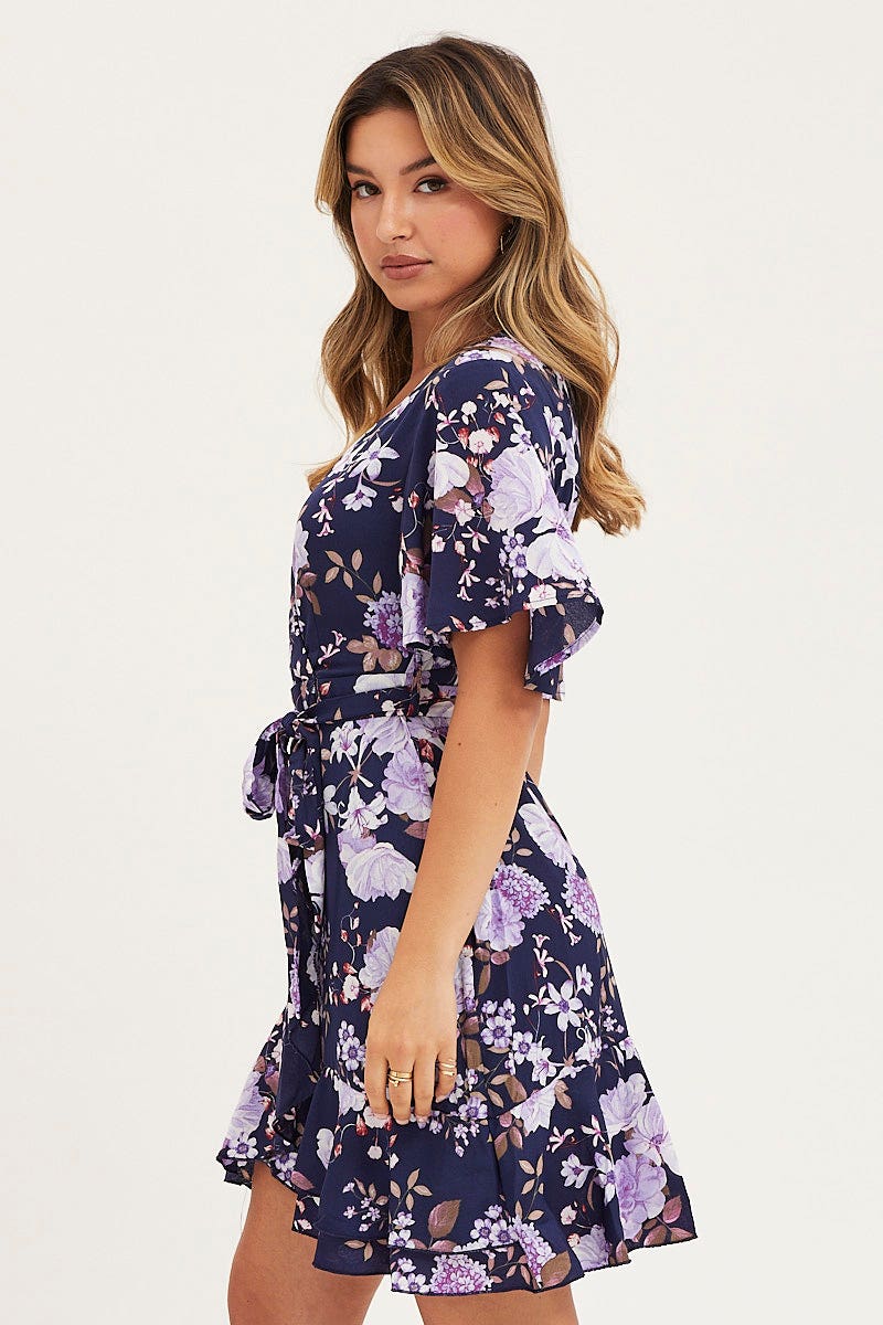 Print Skater Dress Short Sleeve Mini - Image 4