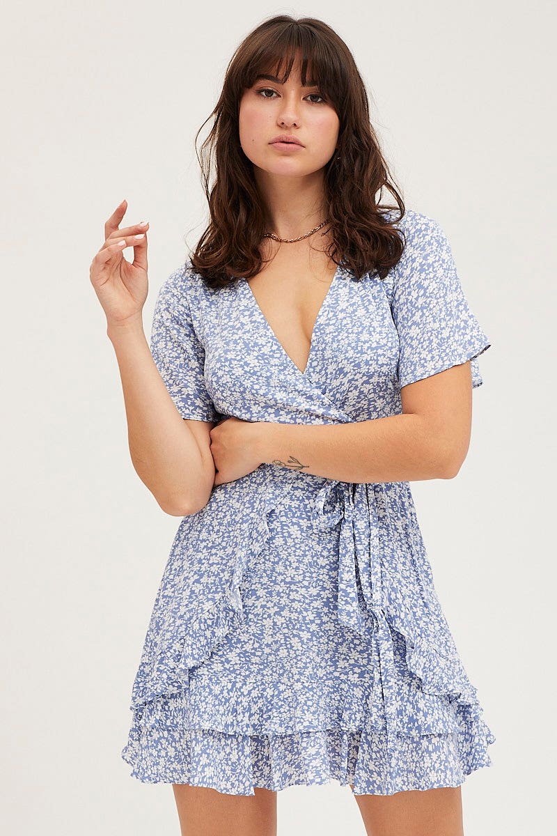 Print Skater Dress Short Sleeve Mini - Image 3