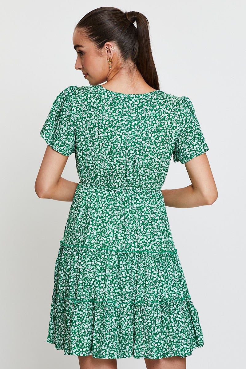 Print Skater Dress Short Sleeve Mini - Image 11
