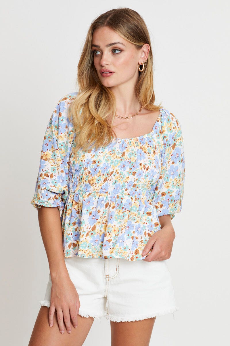 Print Smock Top Short Sleeve - Image 3