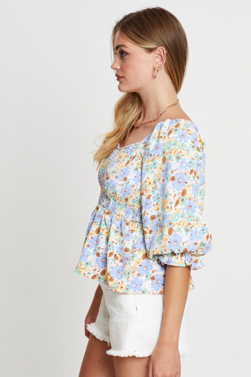 Print Smock Top Short Sleeve - Image 4