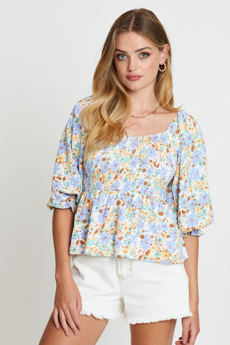 Print Smock Top Short Sleeve - Image 7