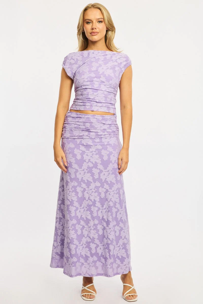 Purple Asymmetric Top Sleeveless One Shoulder Textured - Image 2