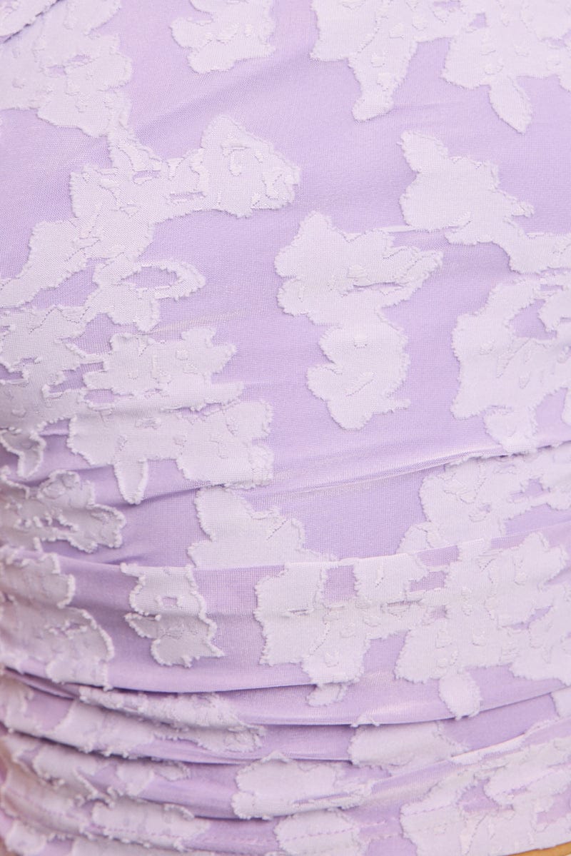 Purple Asymmetric Top Sleeveless One Shoulder Textured - Image 5