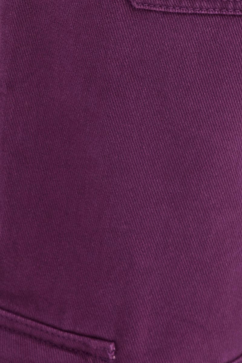 Purple Cargo Jeans Straight Back Elastic Waist - Image 6