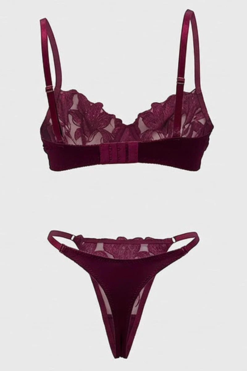 Purple Embroidery Lingerie Set - Image 2