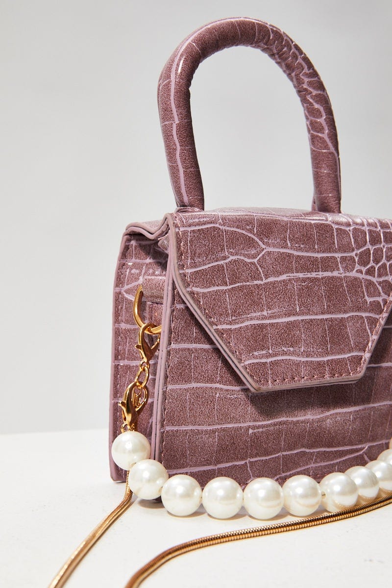 Purple Mini Bag With Pearl Strap - Image 2