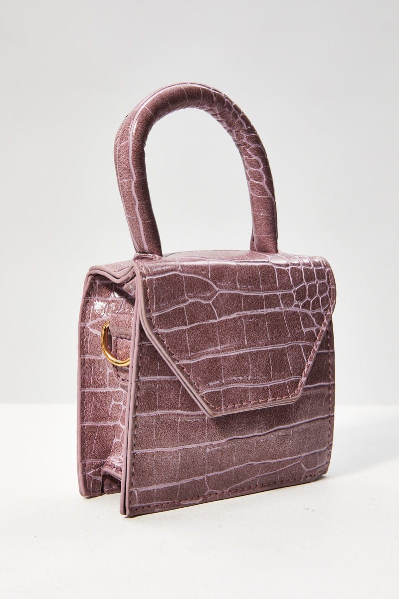 Purple Mini Bag With Pearl Strap - Image 4