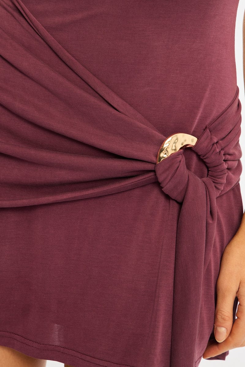Purple Mini Dress Drape Detail - Image 5