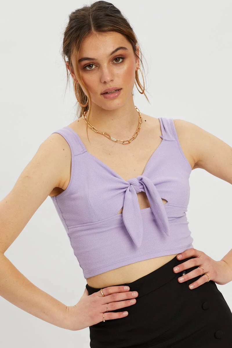 Purple Tie Front Cami - Image 4