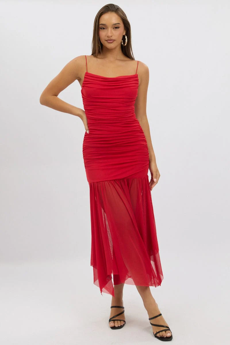 Red Bodycon Dress Singlet Maxi - Image 3
