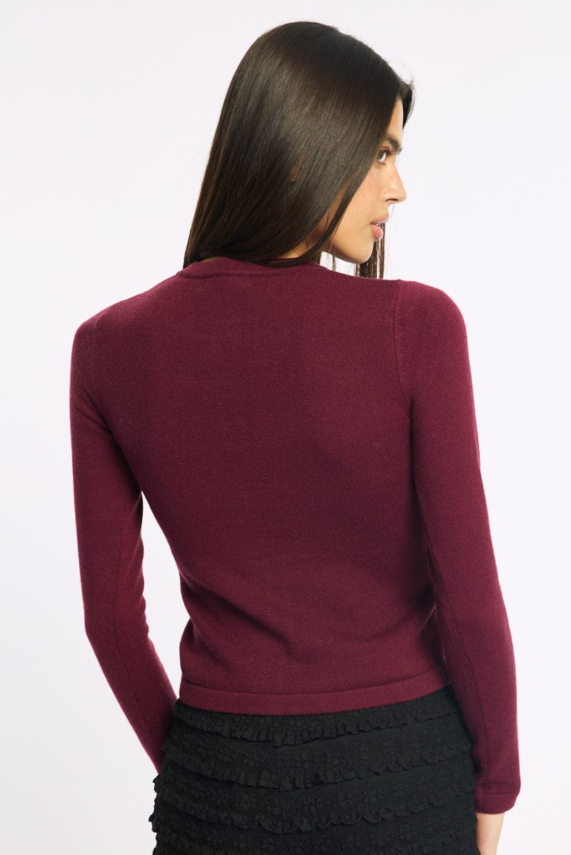 Red Button Down Fitted Cardigan - Image 4