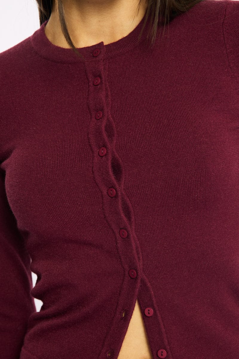 Red Button Down Fitted Cardigan - Image 5