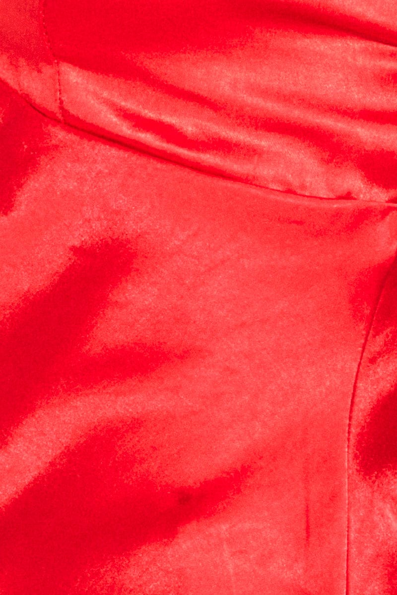 Red Cami Top Sleeveless Sweetheart Satin - Image 6