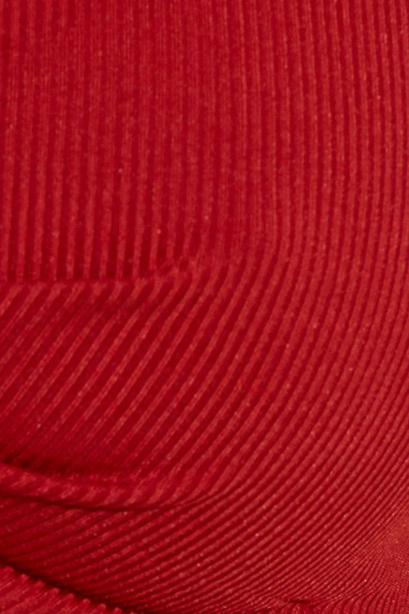 Red Crop Top Sleeveless Sweetheart Twist Front Rib - Image 6