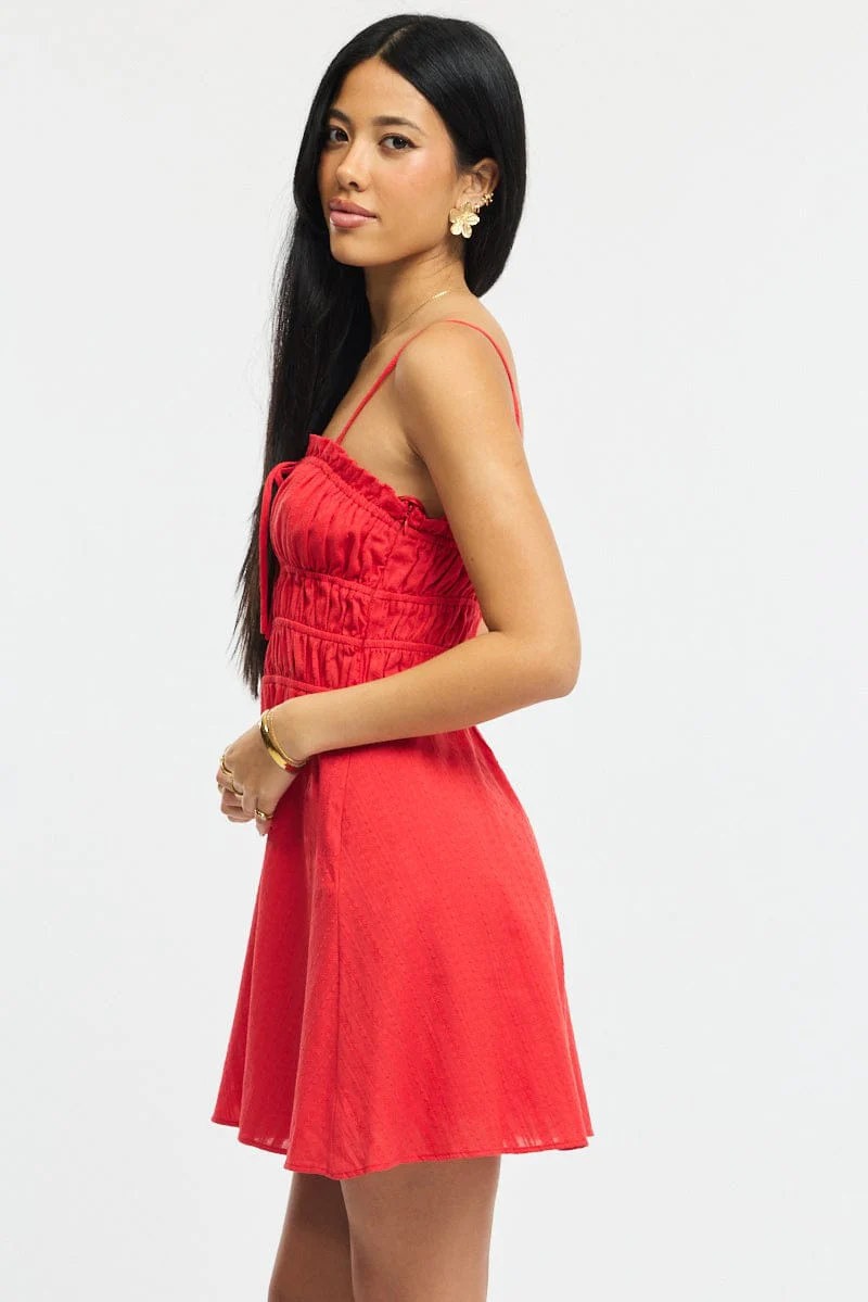 Red Fit And Flare Dress Mini - Image 3