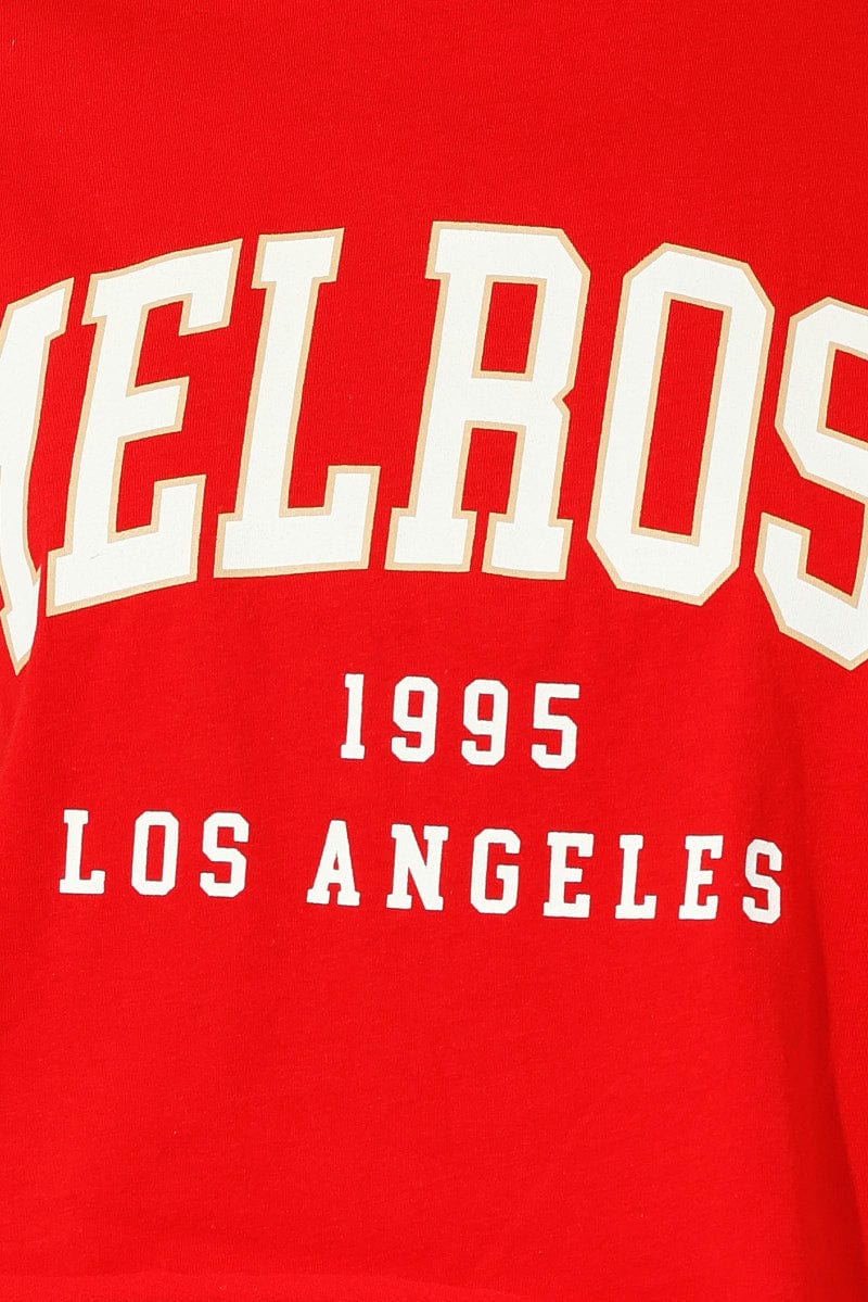 Red Graphic Tee Crop Melrose Slogan t-shirt - Image 6