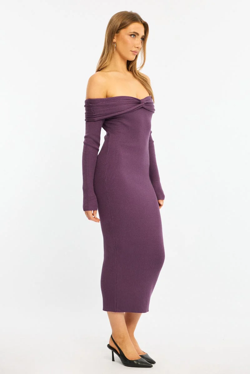 Red Knit Dress Long Sleeve Maxi - Image 3