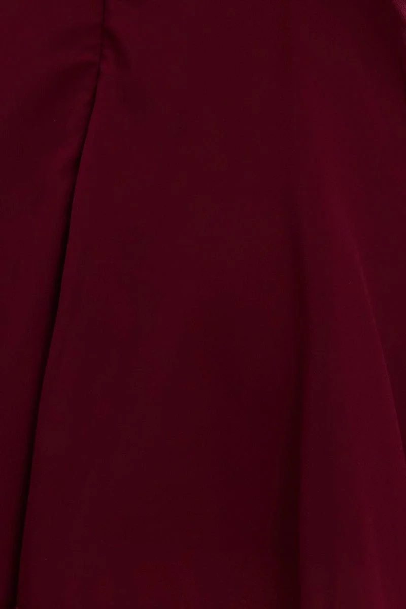 Red Mini Dress Ruffle Detail Chiffon - Image 5