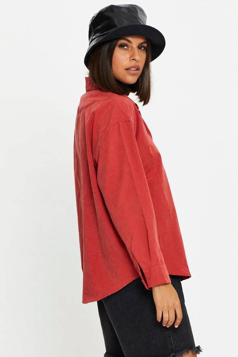 Red Roll Neck With Cord Shirt - Image 4