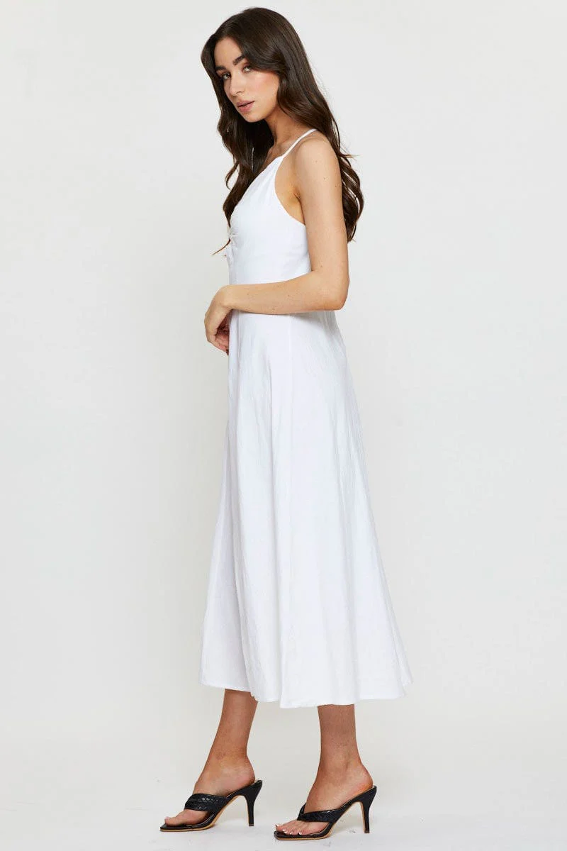 White A Line Dress Sleeveless Midi - Image 4