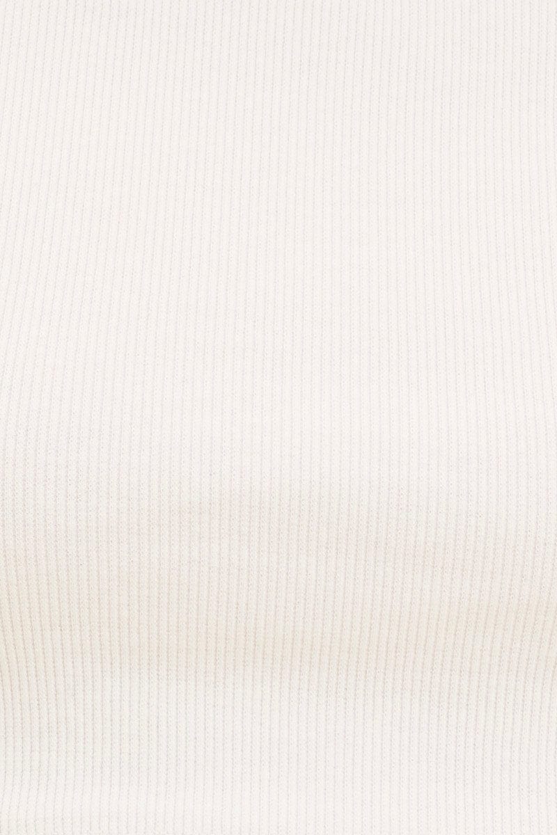 White Baby Tee Crop Crew Neck Short Sleeve Rib - Image 6