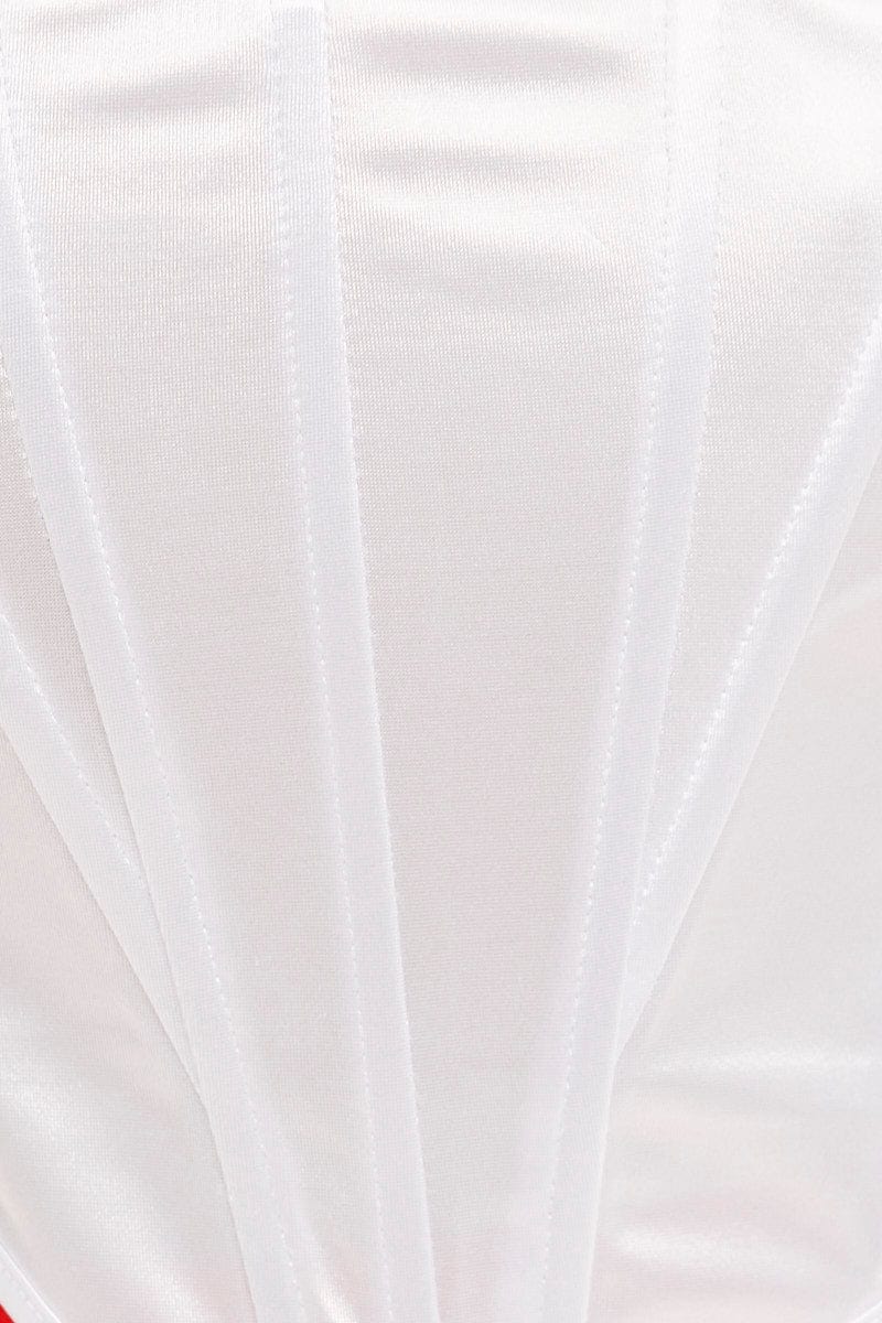 White Bandeau Sleeveless Strapless Stretch Satin - Image 6