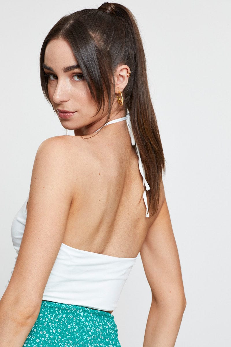 White Basic Top Halter Neck - Image 2