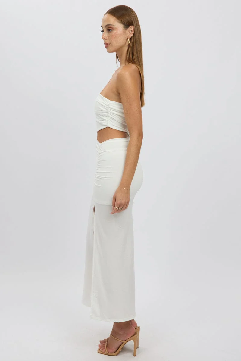 White Bodycon Dress One Shoulder Maxi - Image 4