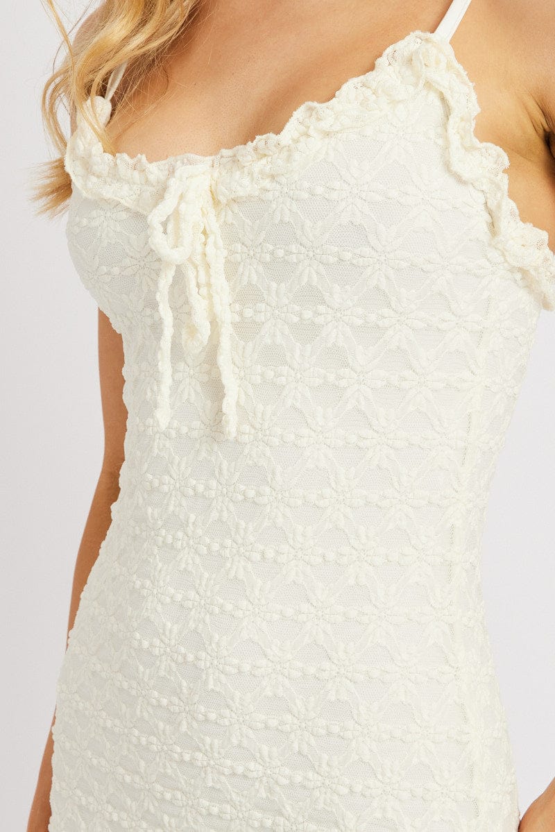 White Bodycon Dress Singlet Lace Mini - Image 6