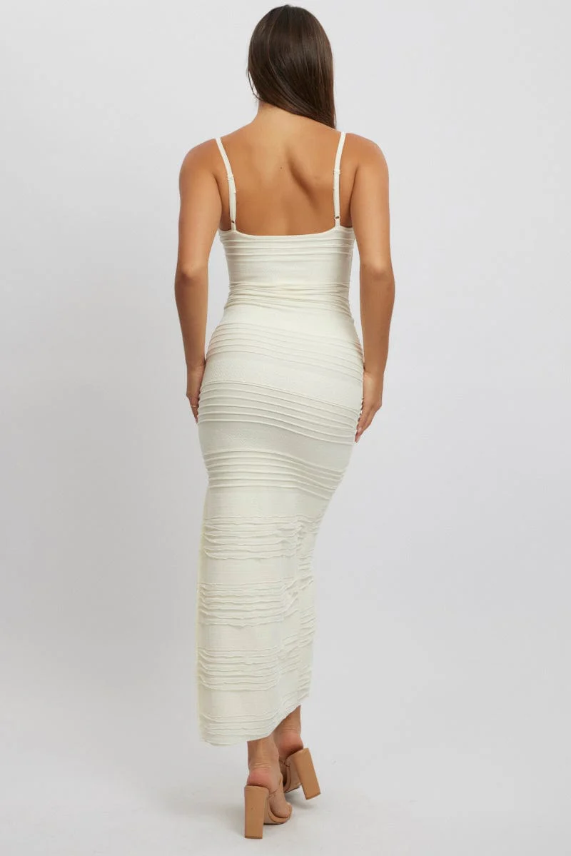 White Bodycon Dress Sleeveless Midi - Image 4