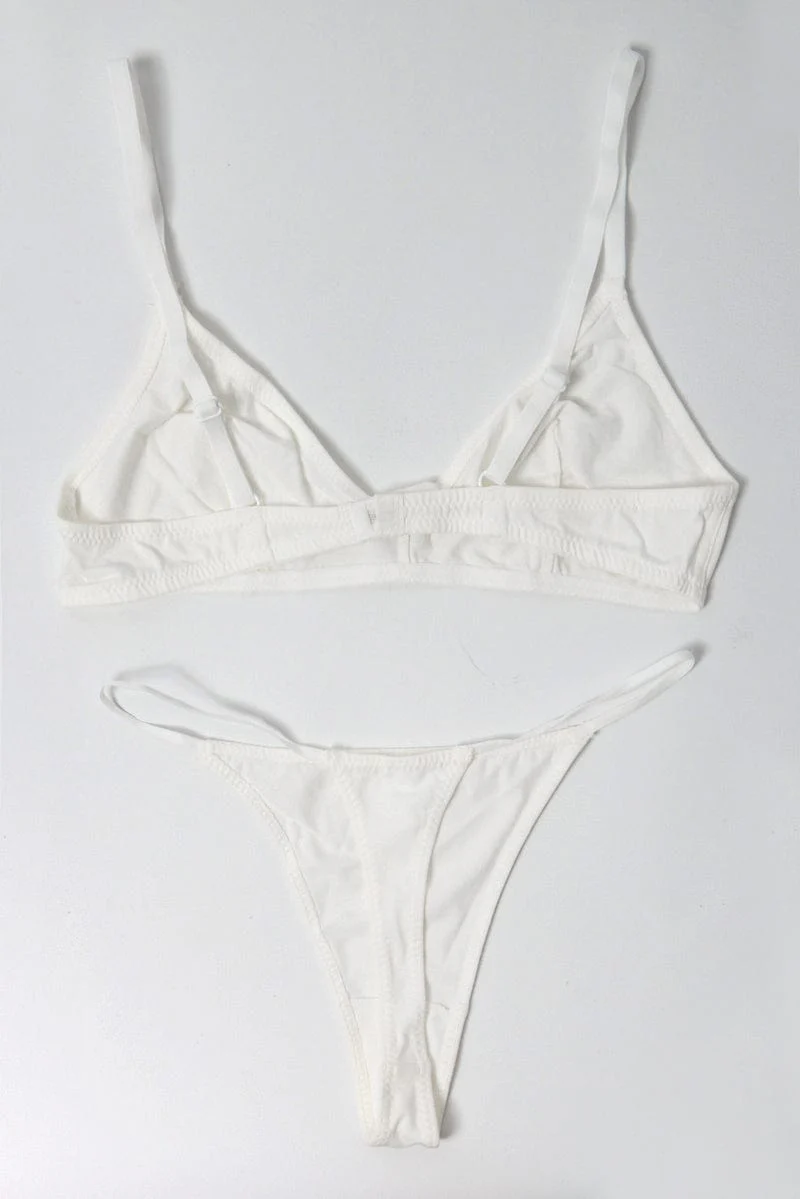 White Bralet and Thong Lingerie Set - Image 2