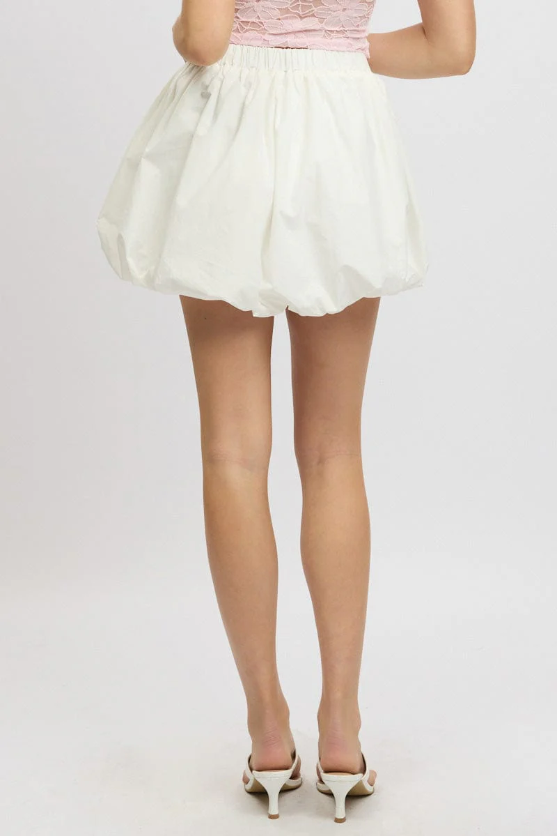 White Bubble Skirt High Waisted Mini Lined Balloon - Image 5