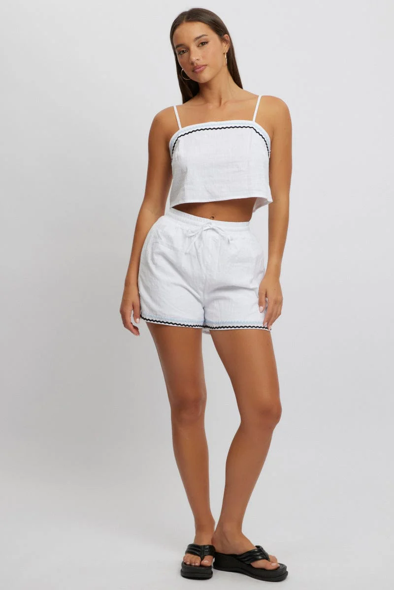 White Cami Top Sleeveless Ric Rac - Image 2