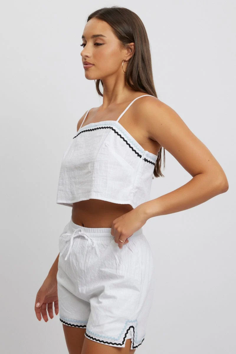 White Cami Top Sleeveless Ric Rac - Image 4