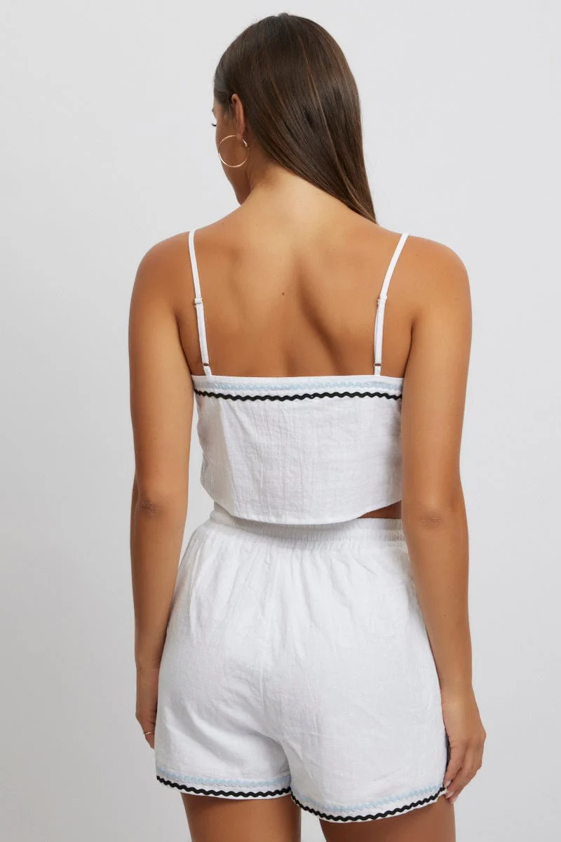White Cami Top Sleeveless Ric Rac - Image 5