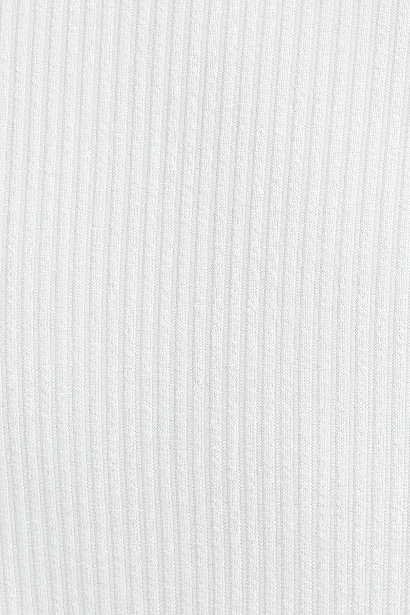 White Cardigan Crop Long Sleeve Faux Fur V Neck - Image 6