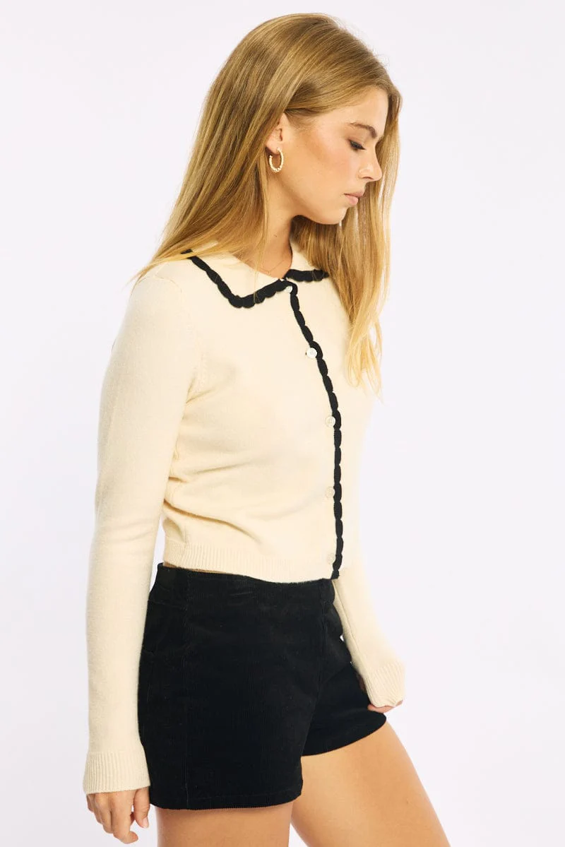 White Collar Cardigan Long Sleeve Button Down - Image 3