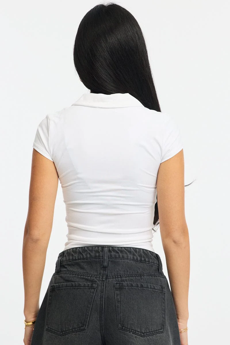 White Collar T-shirt Short Sleeve - Image 4