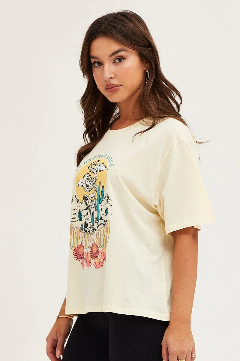 White Crew Neck Graphic T-Shirt - Image 5