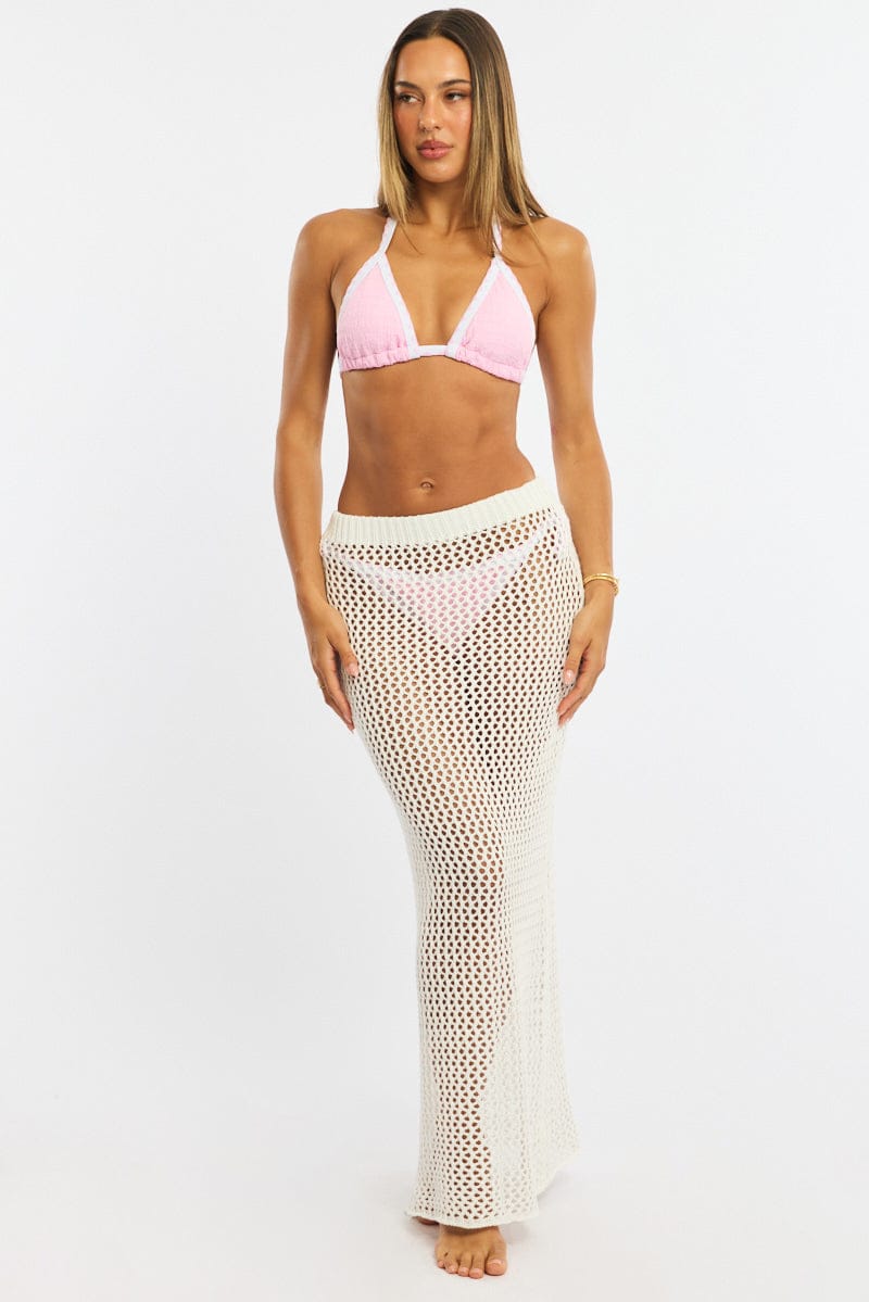 White Crochet Maxi Beach Skirt - Image 3