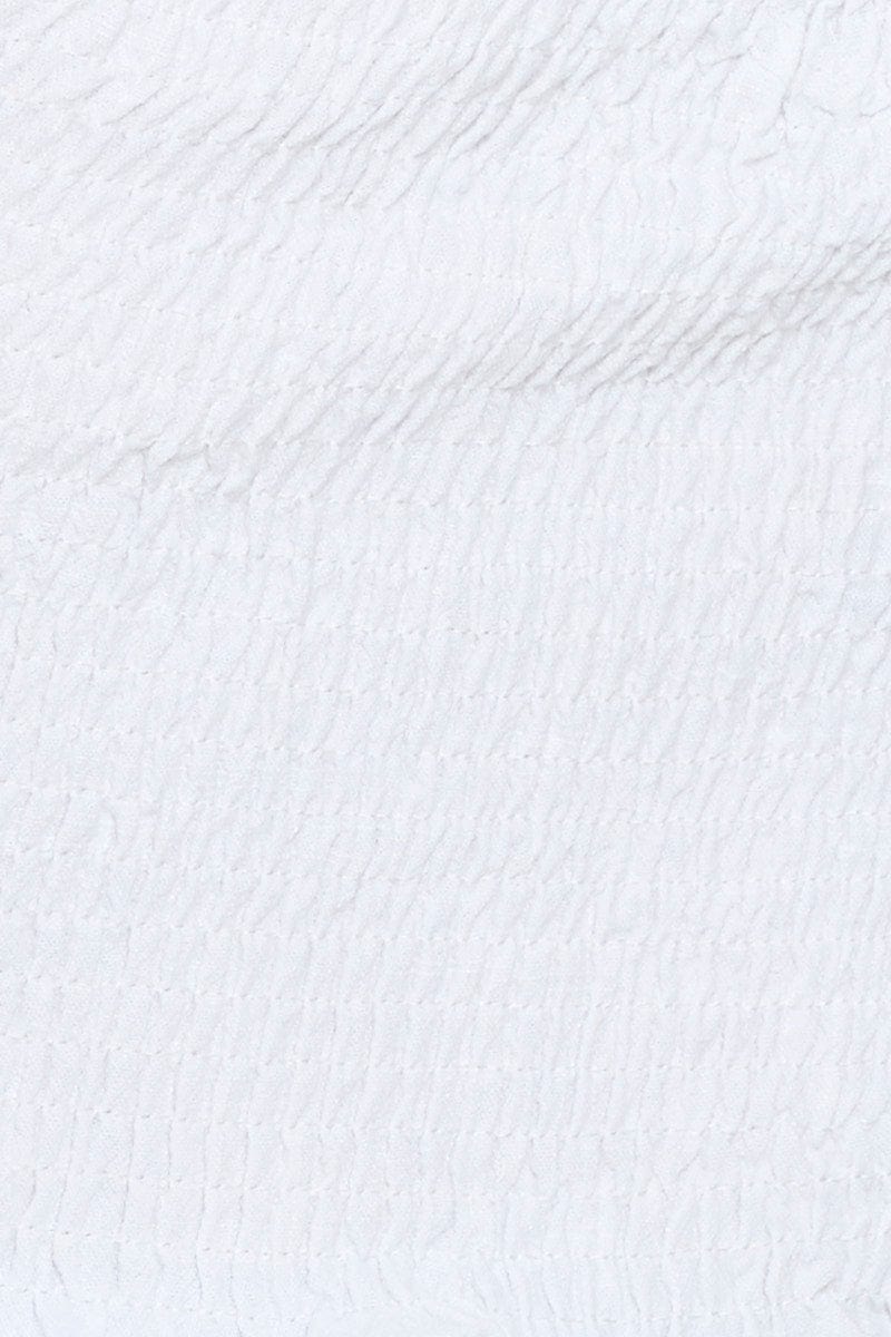 White Crop Top Short Sleeve Square Neck Shirred Waist - Image 6