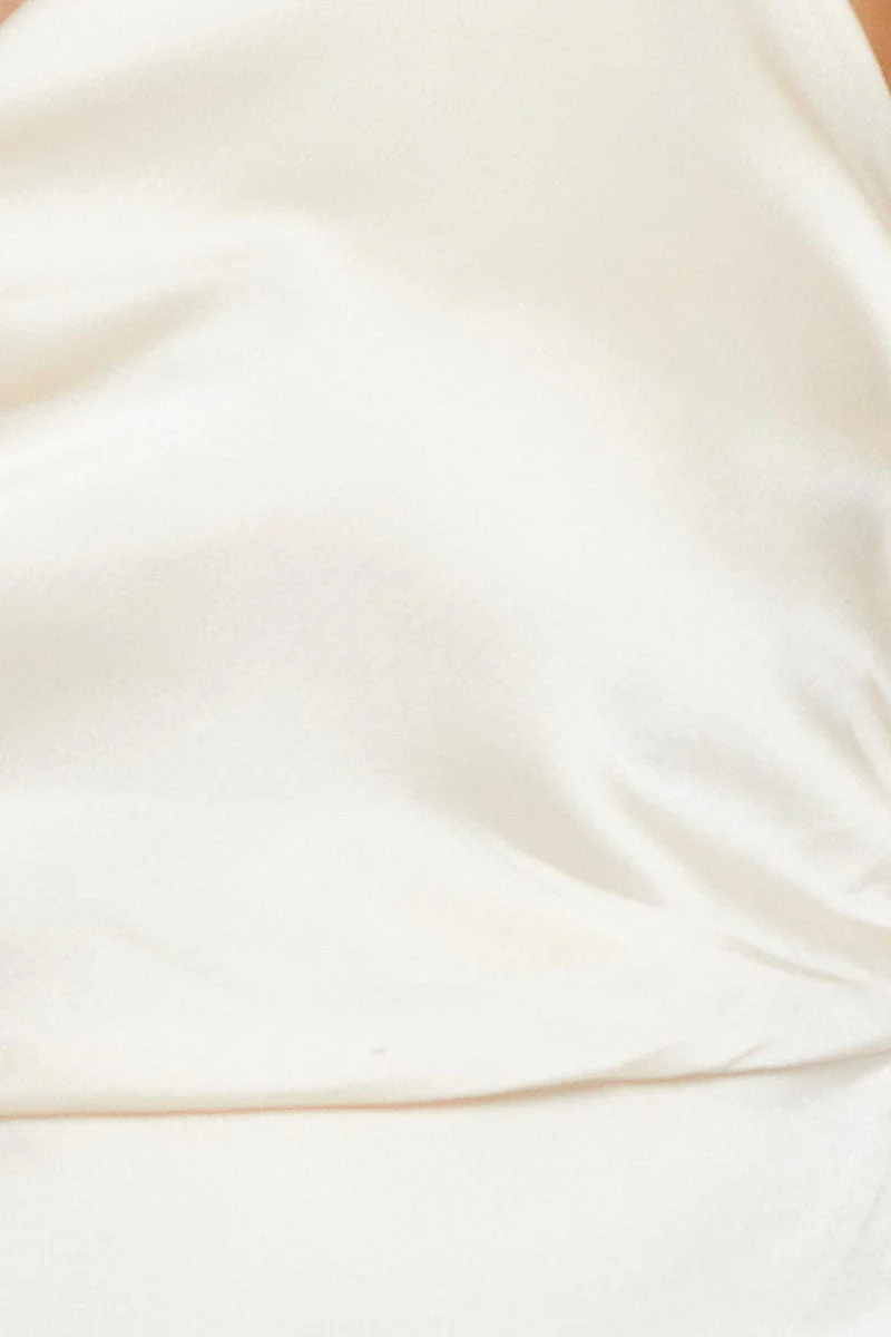 White Crop Top Sleeveless Cowl Neck Satin - Image 6