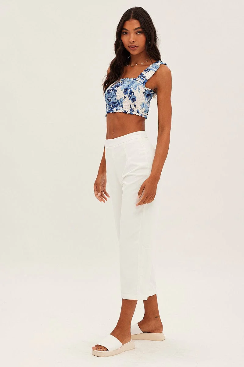 White Cropped Pant High Waisted - Image 4
